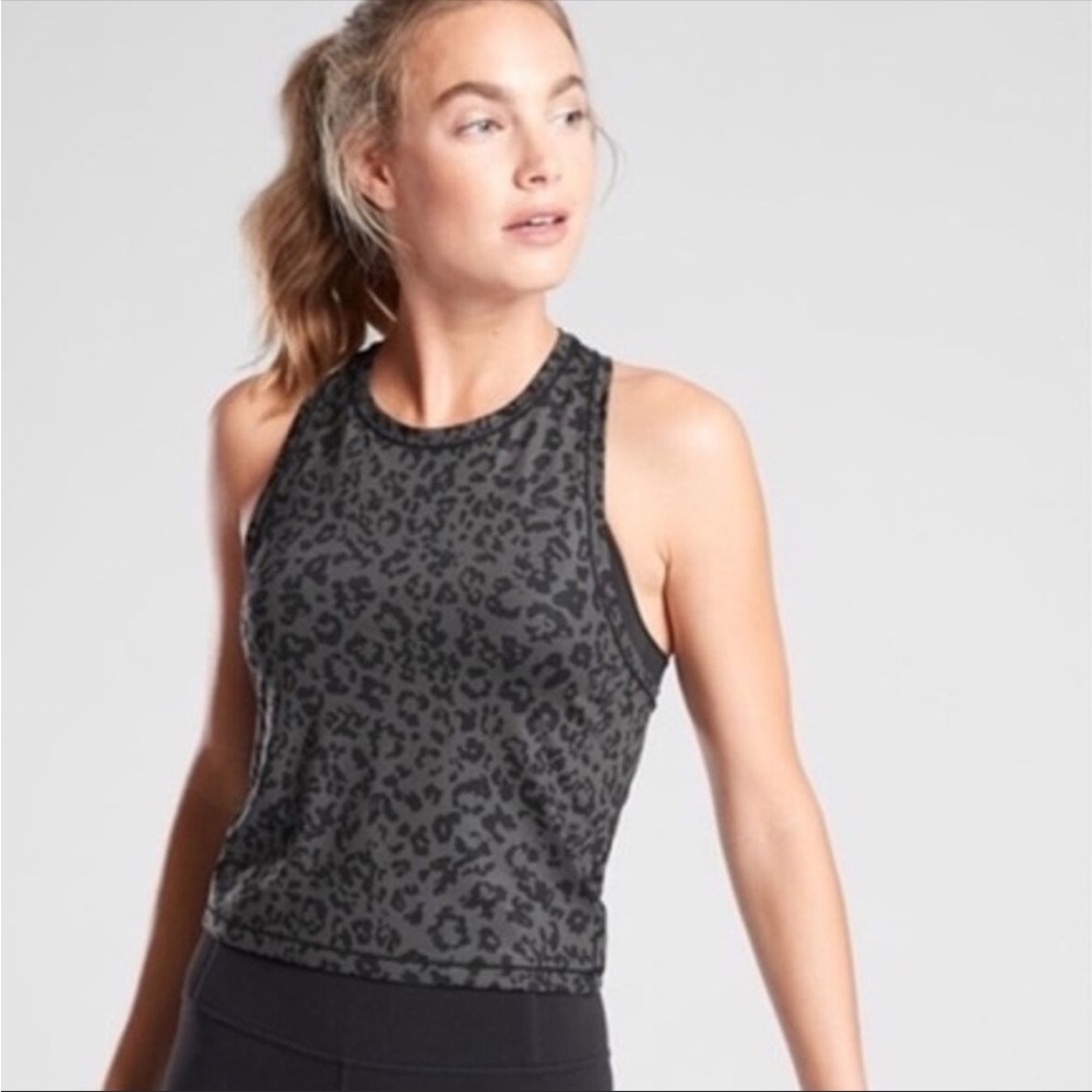 Athleta Shanti Crop Leopard Print Top